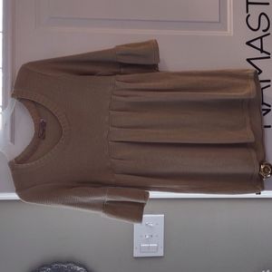 Beige Ruffled knit lightweight loose fitting Sweater-Med